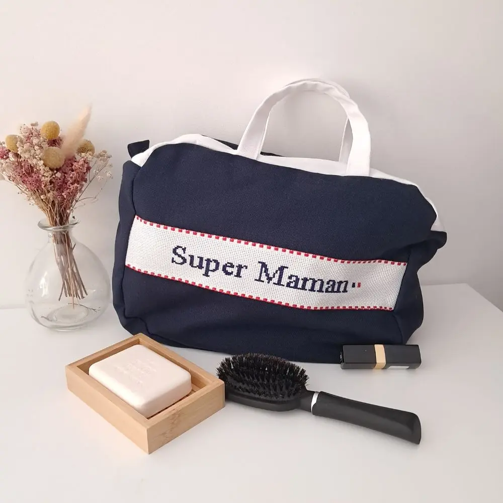 Grande trousse de toilette personnalisable brodée main