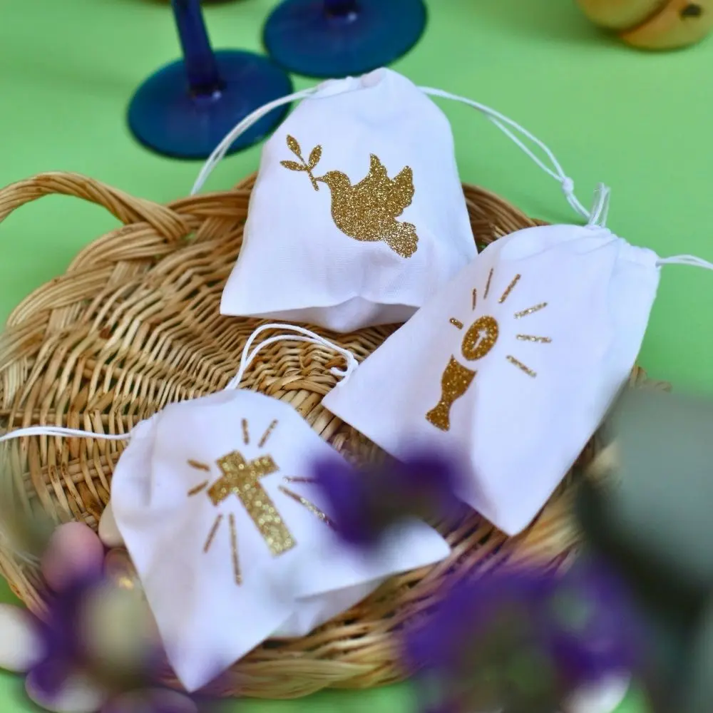 Pochon blanc à dragées personnalisable