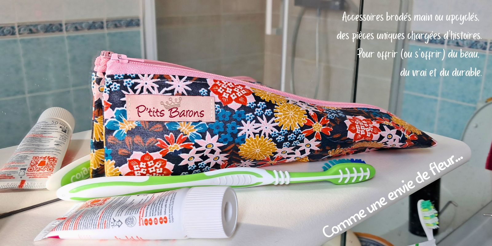 Trousse à brosse à dent fleurs