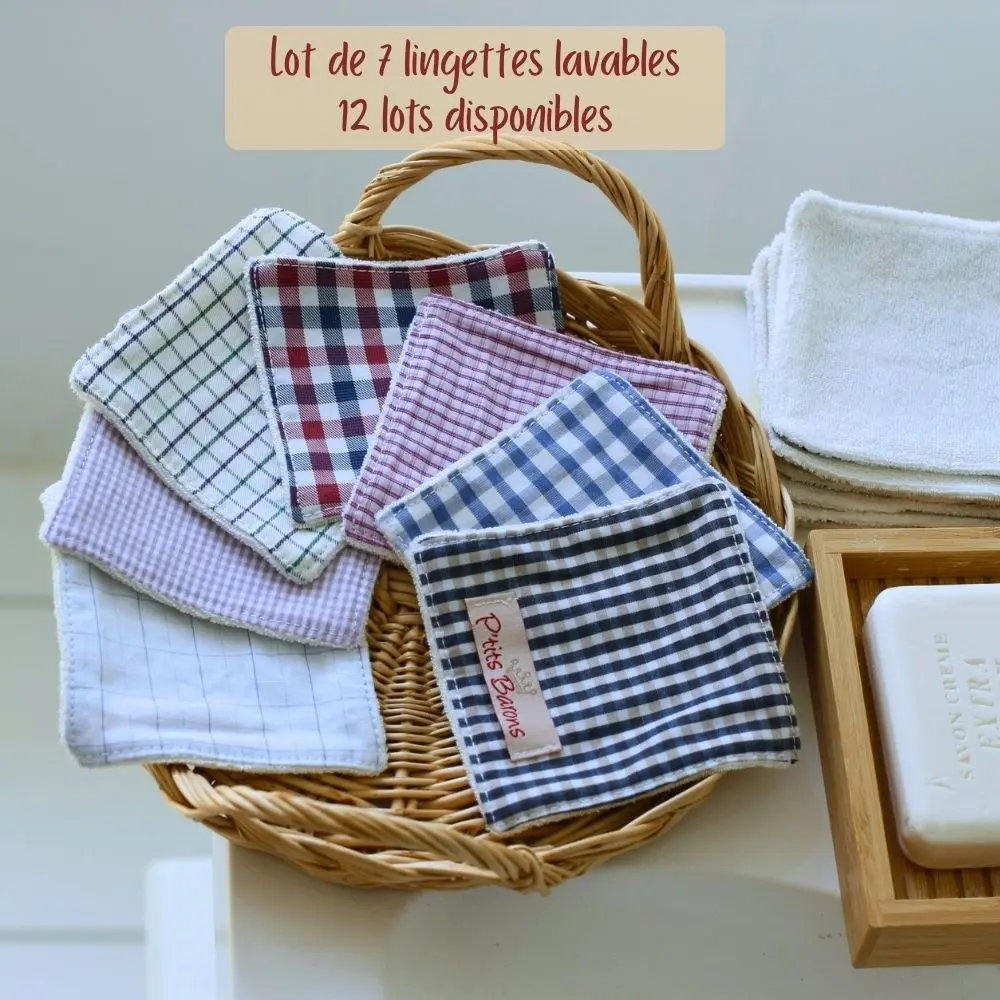 Lingettes démaquillantes lavables, lot de 7